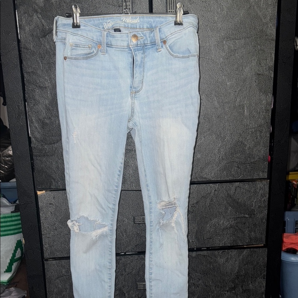 Women's Light Blue Distressed Jeans